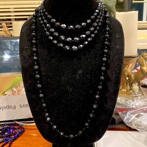 1.Japan Black Acrylic Necklace.3 strand.2. Black Beaded Acrylic Necklace